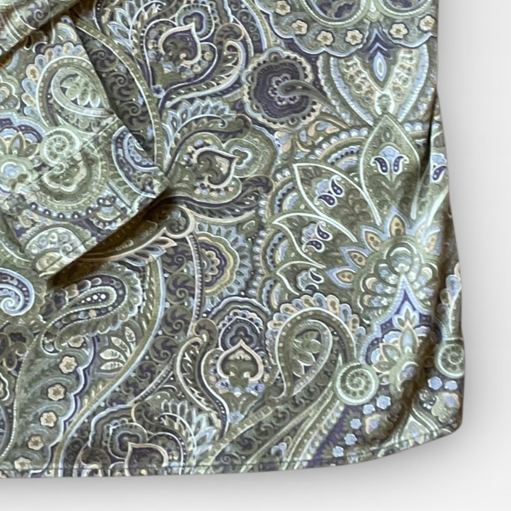 Krazy Kat Vintage Paisley Button Down Shirt Green Blue Purple Cotton Medium - Picture 6 of 10